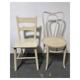 Two vintage white chairs