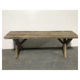 Rustic weathered wood bench