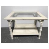 White glass top end table