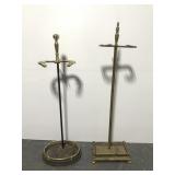 Two vintage brass fireplace tool stands