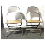 Mid century Clarin Co. metal & wood folding chairs