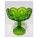Green glass pedestal dish