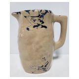 Glazed bird pattern pottery pitcher
