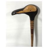 Carved duck head walking cane