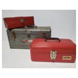 Metal tool box trio w/ contents