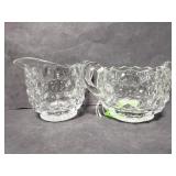 Glass geometric textured design sugar/creamer