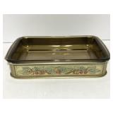 Amber Pyrex baking dish in stand