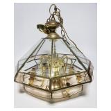 Gold toned beveled glass light fixture