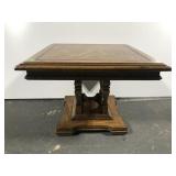 Small wood pedestal end table or plant stand