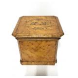 Monogrammed antique wood hinged lid birch box