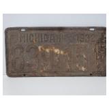 Old vintage 1932 Michigan License plate