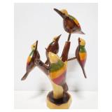 Wood birds on a tree art piece