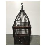 Large wooden birdcage w/ rattan twig cage