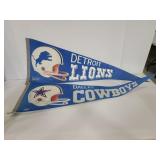 Dallas Cowboys and Detroit Lions pennant flags