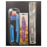 Bread knife, sandwich knife, & meat fork