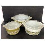 Pyrex green flower power nesting bowl