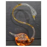 Liquid filled art glass swan