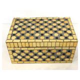 Yellow and black glass mosaic storage box
