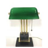 Vintage bankers lamp w/ green shade & marble base