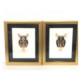Pair of framed Greek urn prints