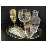 Bohemia Crystal drink tray set & stemmed glasses