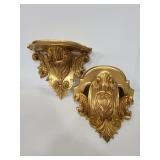 Pair of ornate plastic wall shelves