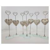 Seven jeweled heart place card/photo holders