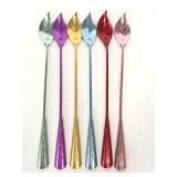 Six color leaf metal cocktail swizzle sticks