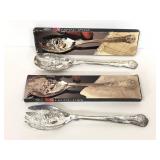 Silver plated embossed serving spoon and fork