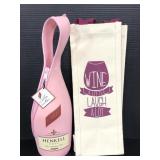 Reusable canvas wine bag & Henkell koozie