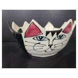 Cindy Jenkins signed painted cat bowl