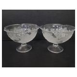 Pair of Home Beasutiful frosted rose bowls