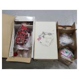 Two large porcelain dolls with boxes