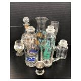 Glass decorated decanters and drinking glasses
