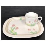 Lord & Taylor tulip decorated snack tray & mug