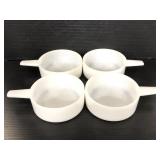 Four milk glass ovenware soup/ chili bowls