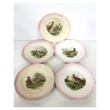 Five vintage Limoges signed bird plates