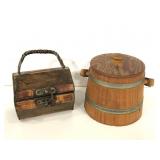 Two vintage unique wooden storage boxes