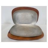 Set of 2 vintage steak trays w/ wood holders