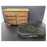 Two vintage jewelry boxes