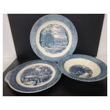 Vintage Currier & Ives Royal dish trio