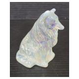 Pearlescent art glass dog figurine
