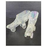 Vintage pearlescent art glass skate shoes