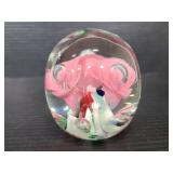Floral art glass paperweight