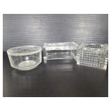 Trio of acrylic vanity containers