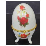 Floral egg Merry Christmas trinket box