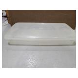 Long clear plastic storage bin