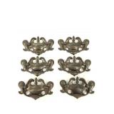 Set of six vintage ornate drawer pulls