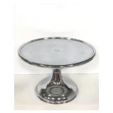 Chrome metal tall cake stand