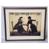 Two women at lunch framed print